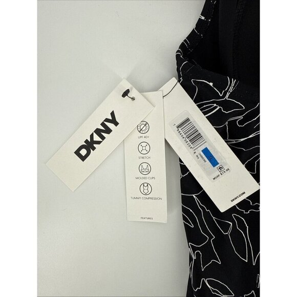 DKNY Women's Size XL Black White Sweetheart Twist Front One Piece Swimsuit New - Picture 6 of 11